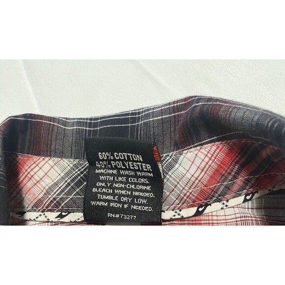 Tony Hawk Red Plaid Long Sleeve Button Down Shirt Boy's Size 7 - Picture 7 of 11